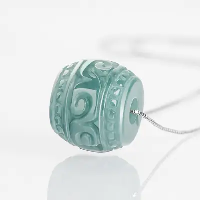 Natural Jade Blue Water Carved Pendant for Women