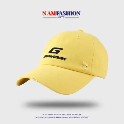 Korean Style G-Embroidered Black Baseball Cap for Women 2024