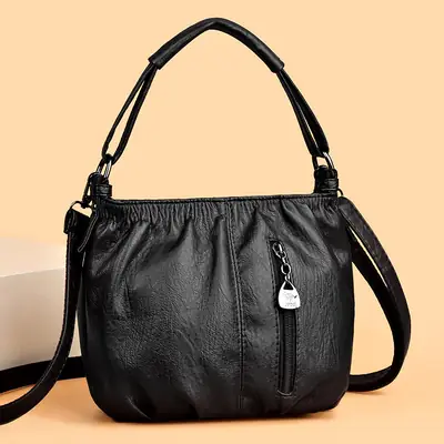 Women's Brown Pleated Shoulder Bag 2023