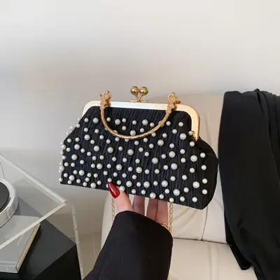 Women's Polka Dot Pearl Chain Shoulder Bag 2024