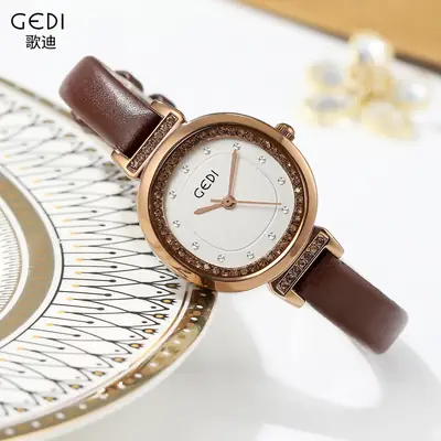 Gedi Niche Women's Quartz Watch with Brown Strap