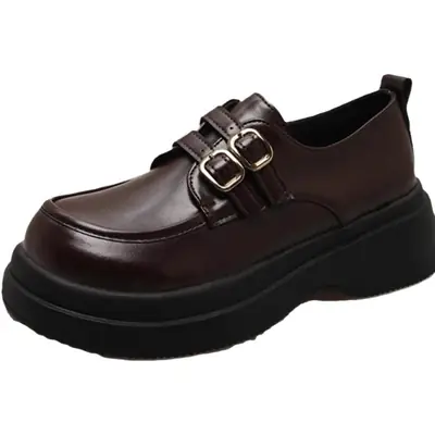 British Style Women's Black Platform Loafers 2024