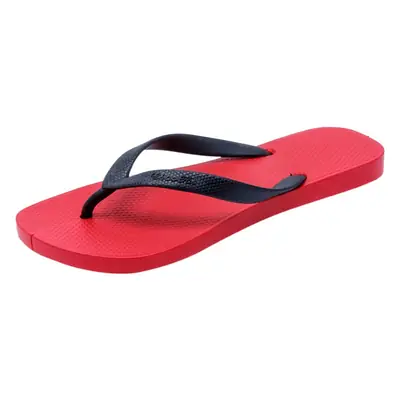 Red Black PVC Flip Flops Flat Heel Sandals