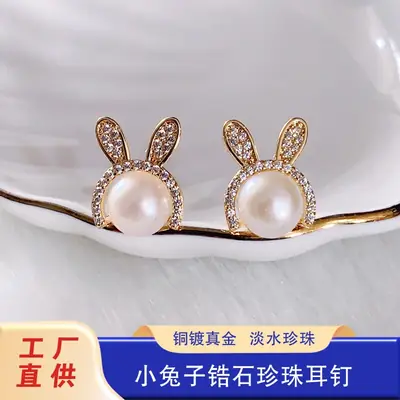 Korean Style Pearl Bug Earrings with Zircon