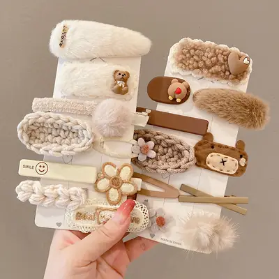 Plush Hairpins for Girls Autumn Winter 2024