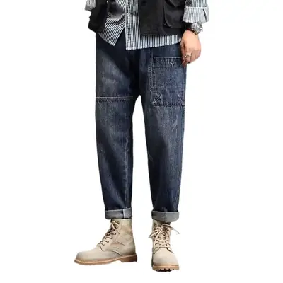 Men's Cashmere Jeans American Retro Loose Plus Size