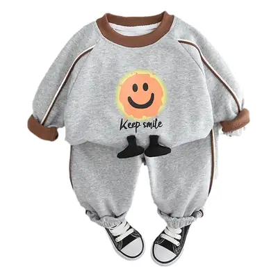 2024 Kids Grey Sweatshirt Set for Boys Spring Autumn