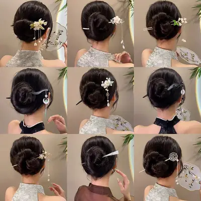 Blue Flower Hairpin with Pearl Drop for Women
