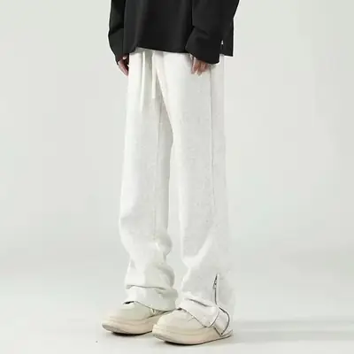 Men's White Loose Sweatpants High Street Casual Pants
