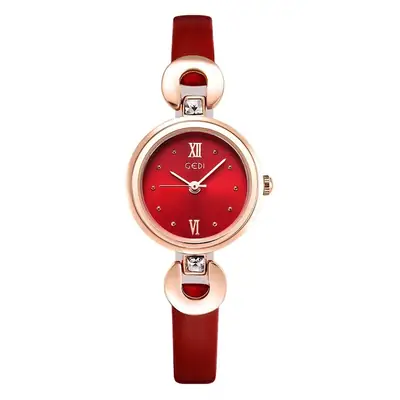 Korean Style Women's Quartz Watch with Rose Gold & White Band