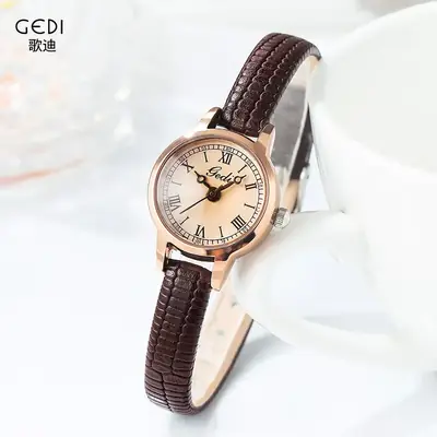 Women's Gedi Retro Watch Black Belt Quartz Waterproof