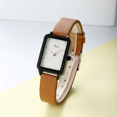 Korean Style Green Leather Watch for Women