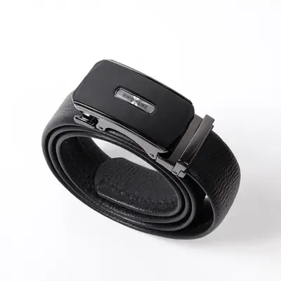 Men's Black Cut Label Belt with Automatic Buckle