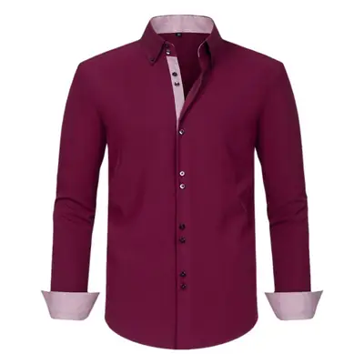 Men's Black Cross-Bound Shirt with Red Sleeves