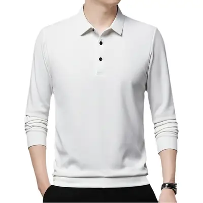 Men Olive Green Long Sleeve Polo T-Shirt 2024