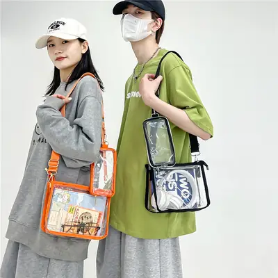 Transparent PVC Messenger Bag Women Men Hong Kong Style