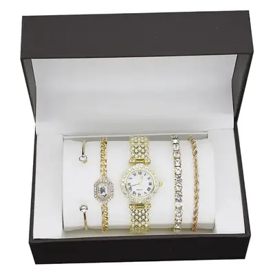 Women's Exquisite Diamond Bracelet Watch Set with Box