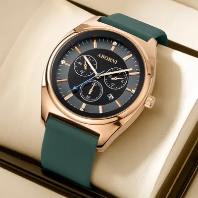 Yabani Women's Rose Gold Chronograph Watch with Green Strap
