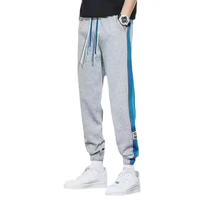 Men Fleece Lined Ankle Tied Pants Black Blue