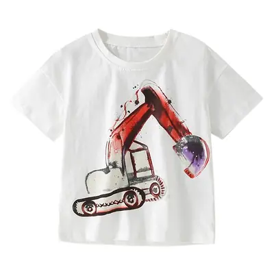 Malwee Boys Summer T-Shirt White Red Crane Design