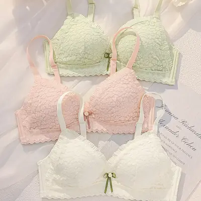 White Lace Triangular Cup Bra Women Summer