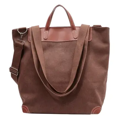 Women Large Canvas Shoulder Bag Brown 2026