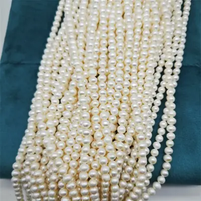 5-6mm Freshwater Cultured Pearl Necklace Beaded Punch Tuanzi Zhuji Semi-finished Products Wholesale Handmade DIY Jewelry