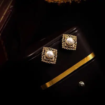 French Vintage Pearl Earrings for Women