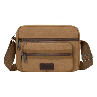 Men's Crossbody Messenger Bag Tan Canvas Small All-Matching