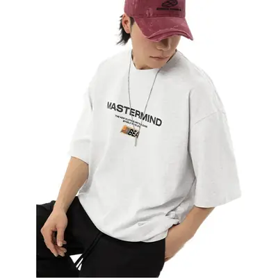 Helu Men's White Mastermind Letter T-Shirt Loose Fit