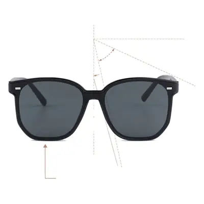 Men Curved UV400 Sunglasses Black Frame