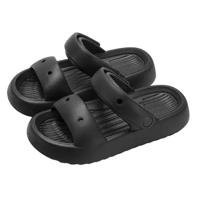Women's Black Slip-on Sandals for Indoor & Outdoor Use