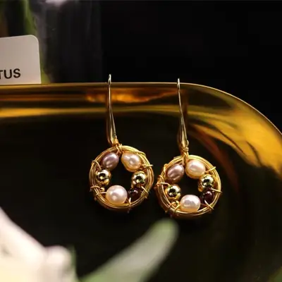 Elegant Pearl Earrings Hook Design Gold Plated