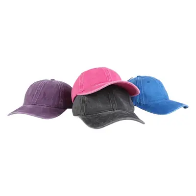 Grey Washed Baseball Cap with Peaked Design