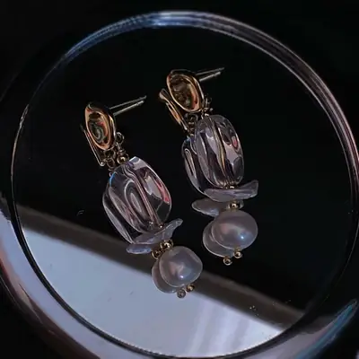925 Silver Pearl Earrings for Women Baroque Design
