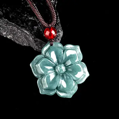Jade Blue Water Peach Blossom Pendant for Men Women