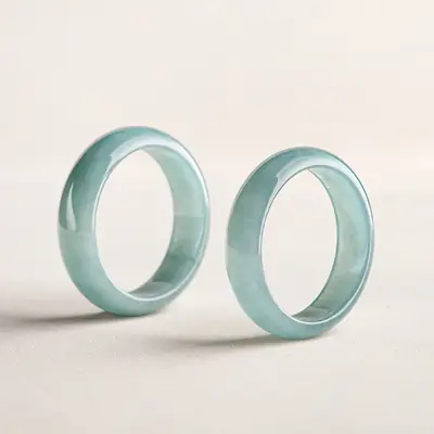 Natural Jade Blue Water Ring for Men