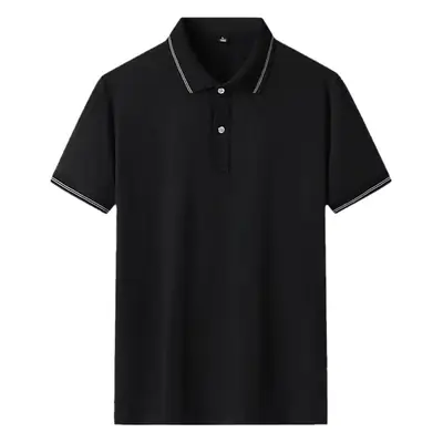 Men's White Polo Shirt with Button Collar