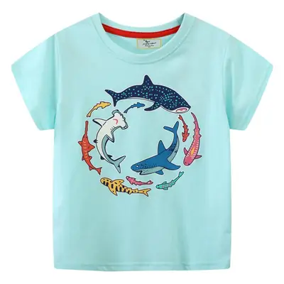 Boat Design Summer T-Shirt for Boys Mint Green
