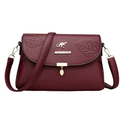Black Embossed Leather Shoulder Bag for Women 2024