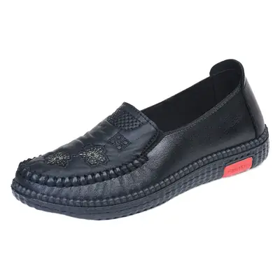 Women's Black Butterfly Embroidered Slip-On Shoes