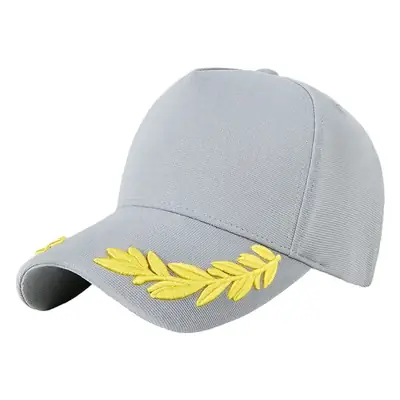 2025 Curved Sunshade Cap Gray Leaf Embroidery