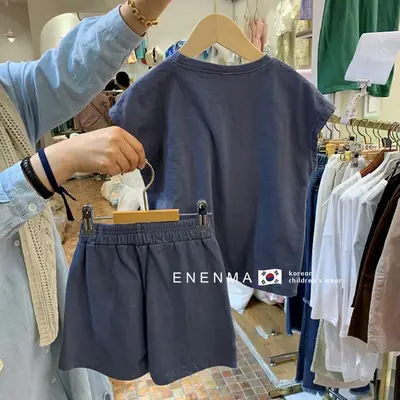 Boys Cotton T-Shirt Shorts Set Navy Blue 2024