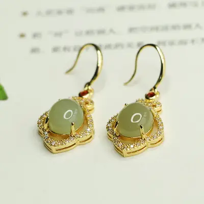 Aiyu Jadeite Clear Water Earrings for Women