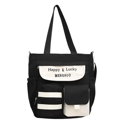 Women's White Oxford Cloth Tote Bag Large Capacity Autumn Winter Crossbody
