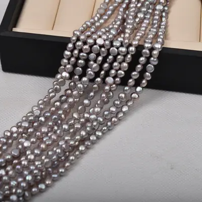 4mm Gray Pearl Bracelet Double Sided Natural Freshwater
