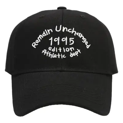 Men's Black Embroidered Peaked Baseball Cap with Curved Brim