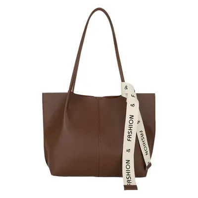Women Brown Leather Shoulder Tote Bag Autumn Winter 2024