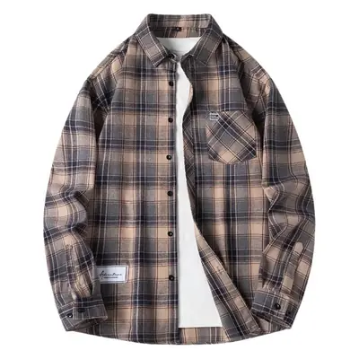 Men's Plaid Long Sleeve Jacket Spring Casual Top