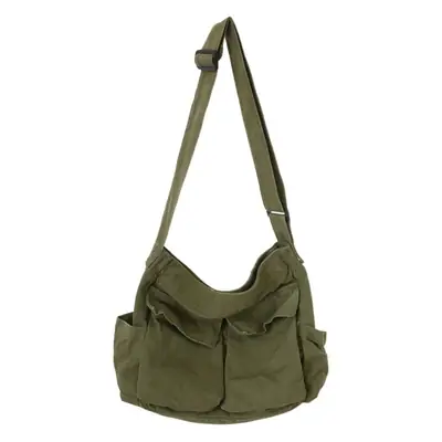 Green Canvas Crossbody Bag for Men Women Large Capacity